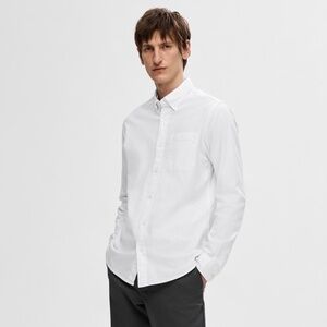 Select HOMME white long sleeved oxford button down dress shirt